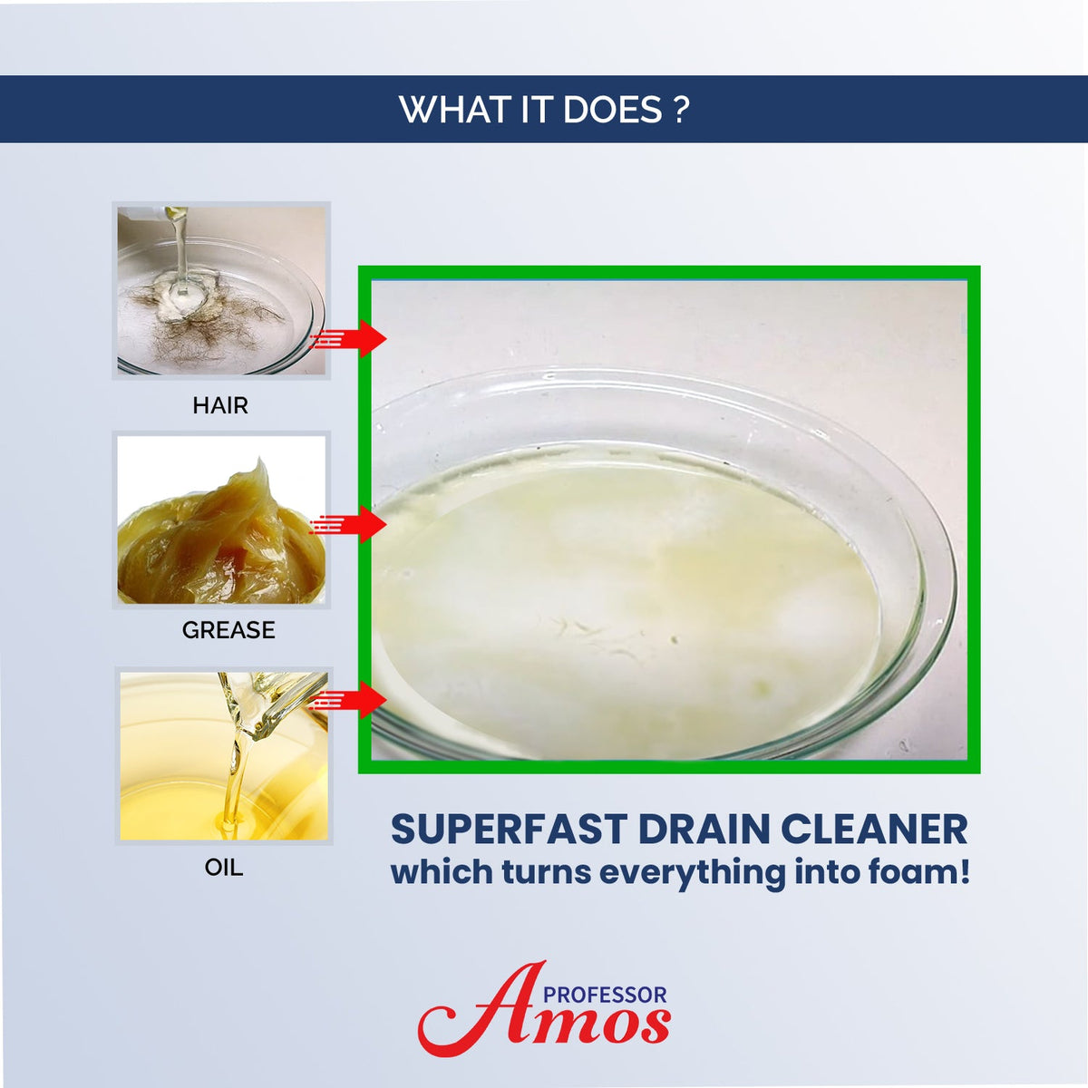 Professor Amos Superfast Drain Cleaner Clears Clogs in Minutes!