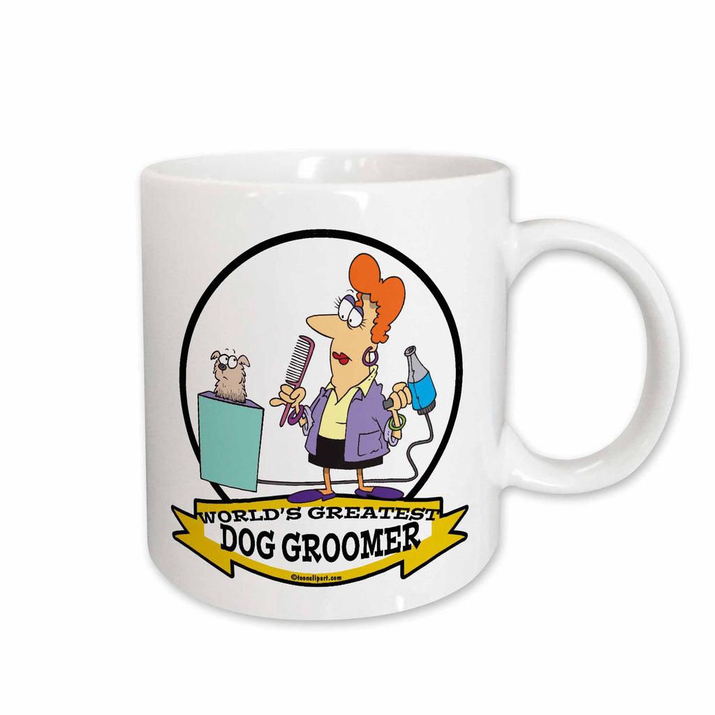 3dRose Funny Worlds Greatest Dog Groomer Women Cartoon - Mugs (mug_103137)