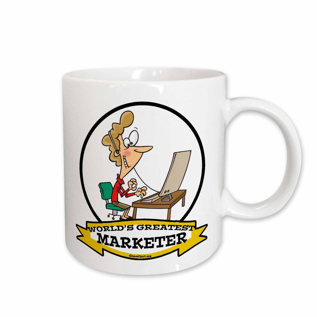 3dRose Funny Worlds Greatest Marketer Cartoon - Mugs (mug_103341)