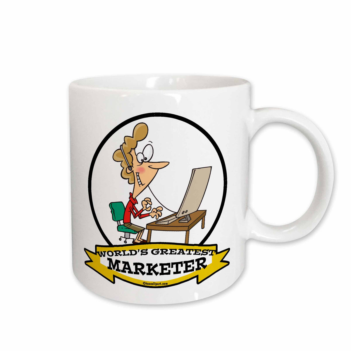 3dRose Funny Worlds Greatest Marketer Cartoon - Mugs (mug_103341)