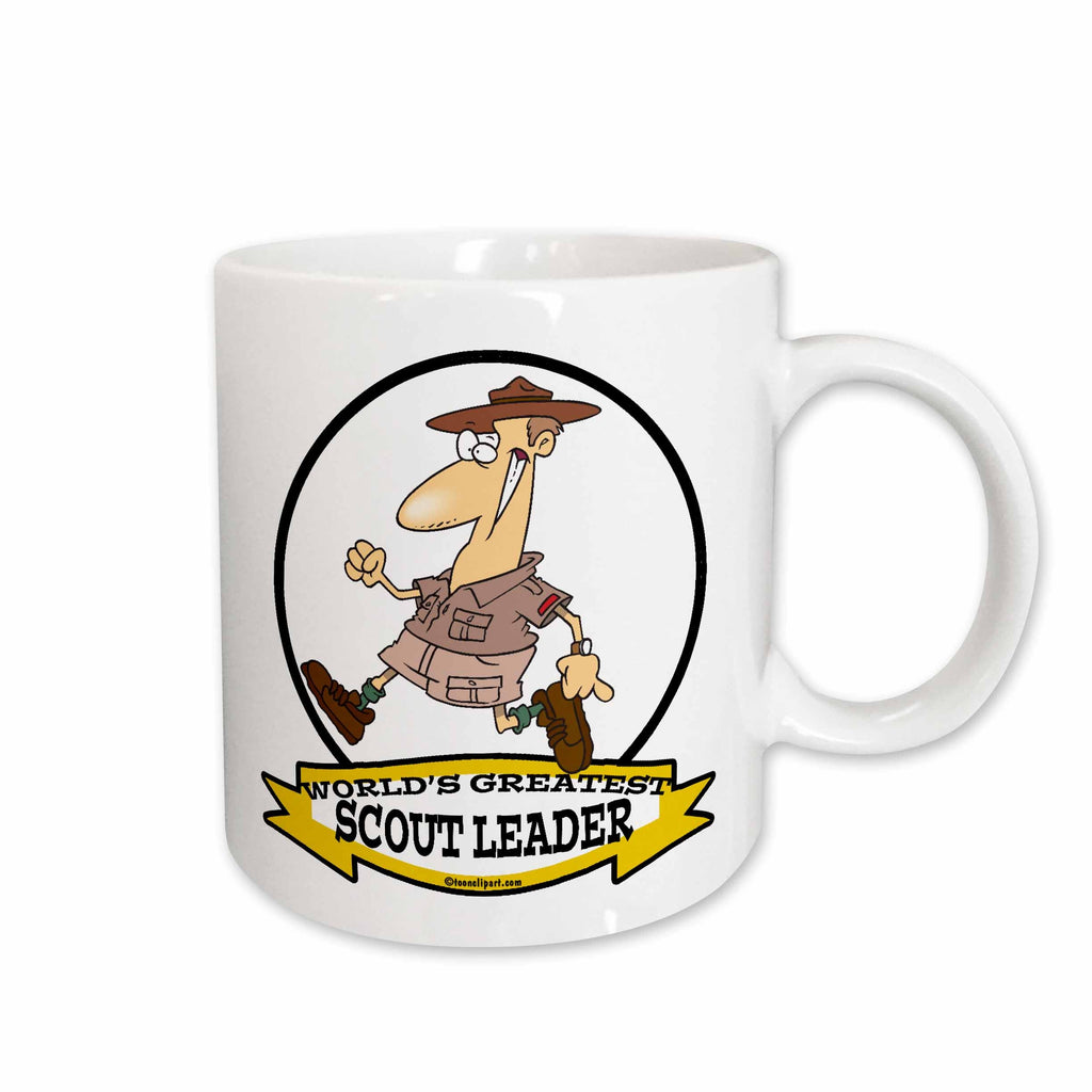3dRose Funny Worlds Greatest Scout Leader Cartoon - Mugs (mug_103525)