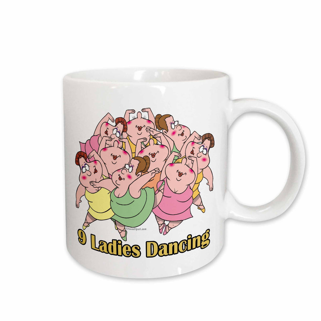 3dRose Dooni Designs Random Toons - Nine Ladies Dancing - Mugs (mug_104265)