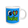 3dRose Dooni Designs Eye Heart I Love Designs - Bright Eye Heart I Love Bowling - Mugs (mug_105897)