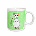 3dRose Janna Salak Designs Small Pets - Cute White Rat Green Star Background - Mugs (mug_10804)