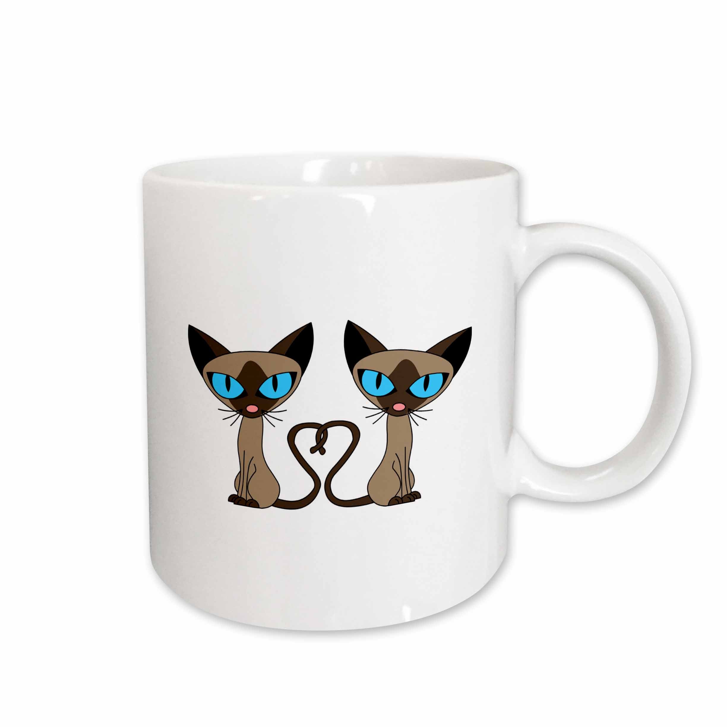 3dRose Janna Salak Designs Cats - Siamese Cat Tail Heart - Mugs (mug_110726)