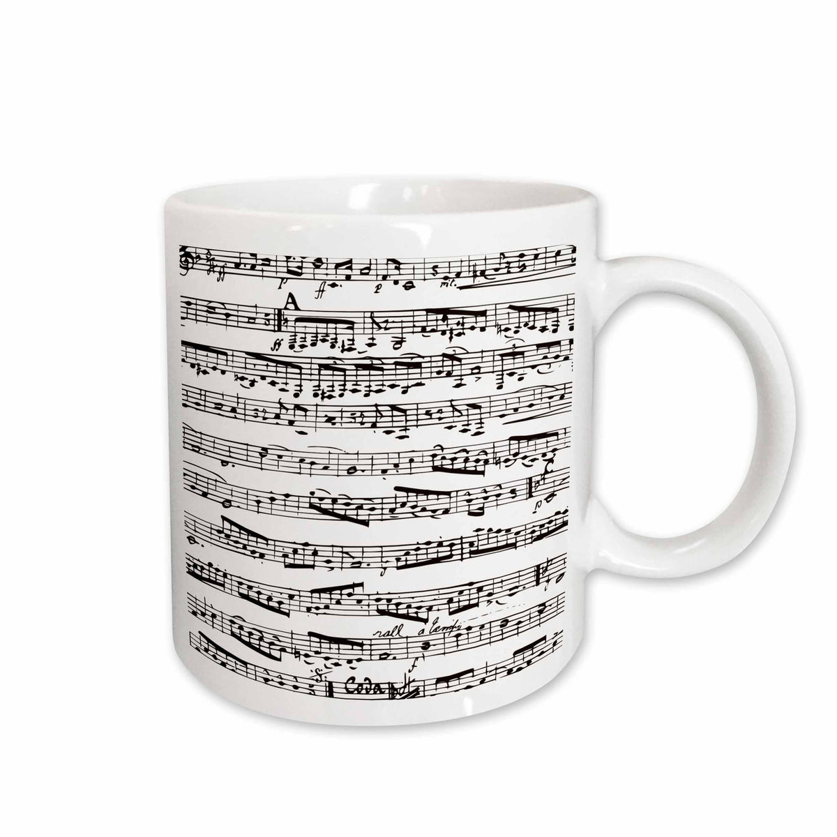 3dRose Musical notes - vintage sheet music - black and white piano notation -... - Mugs (mug_112825)