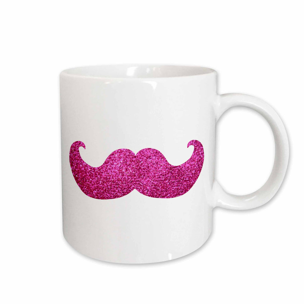 3dRose Hot Pink Bling mustache - faux glitter - fun girly moustache photo... - Mugs (mug_112879)