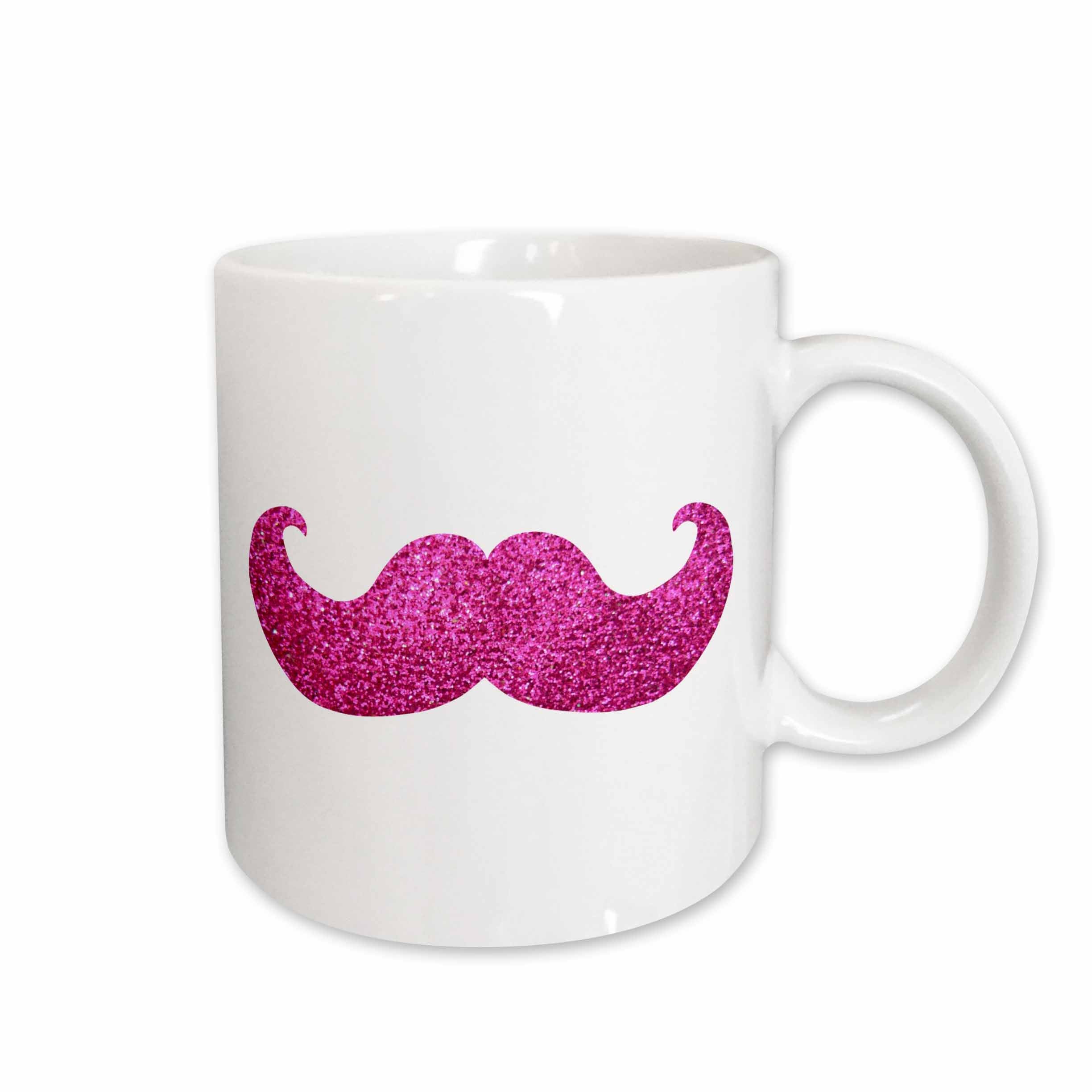 3dRose Hot Pink Bling mustache - faux glitter - fun girly moustache photo... - Mugs (mug_112879)