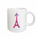 3dRose Hot Pink Eiffel Tower from Paris with girly blue ribbon bow - White... - Mugs (mug_112907)