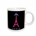 3dRose Hot Pink Paris Eiffel Tower from France with girly blue ribbon bow -... - Mugs (mug_112908)