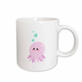 3dRose Cute Pink Octopus cartoon - kawaii happy girly squid with tentacles... - Mugs (mug_112944)