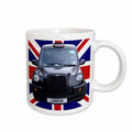 3dRose London Black Taxi Cab on British Flag union Jack background - UK Great... - Mugs (mug_113050)