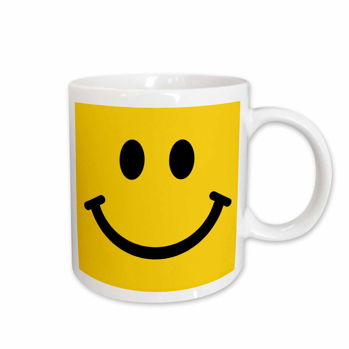 3dRose Yellow smiling face - happy smiling cartoon - 60s jolly cheerful bright - Mugs (mug_113090)