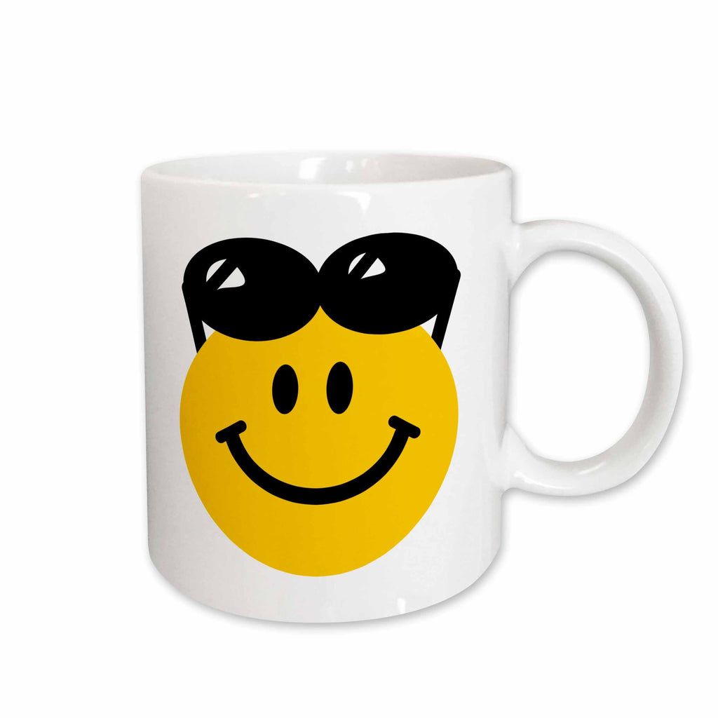 3dRose smiling face with sunglasses on top of head - summer happy cartoon -... - Mugs (mug_113112)