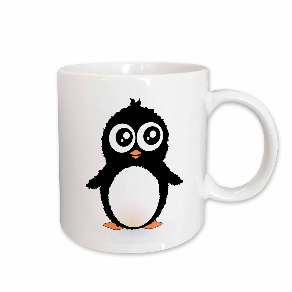 3dRose Cute penguin - black and white cartoon - sweet kawaii adorable fuzzy... - Mugs (mug_113120)