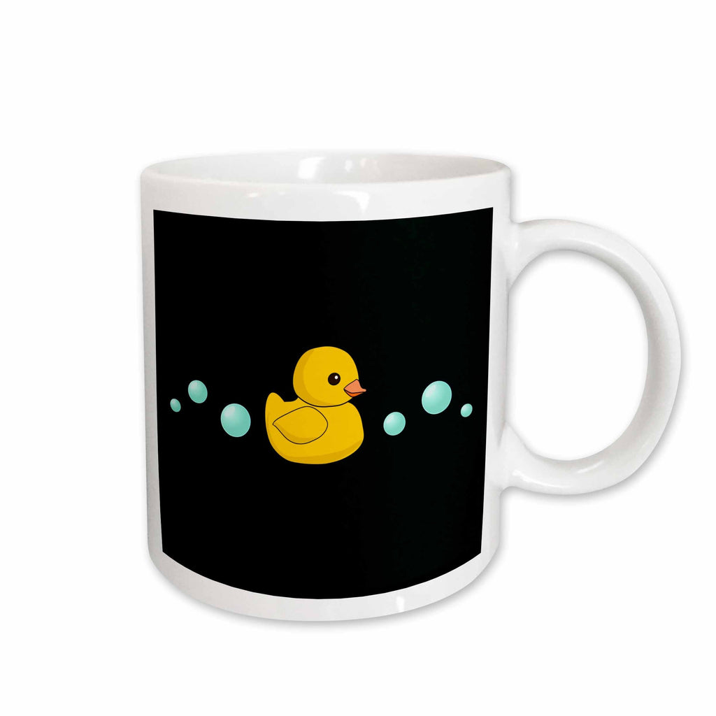 3dRose Cute Yellow Rubber Duckie cartoon with soap bubbles - kawaii ducky on... - Mugs (mug_113162)