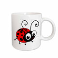 3dRose Cute ladybug - kawaii happy red and black spotted ladybird cartoon -... - Mugs (mug_113181)