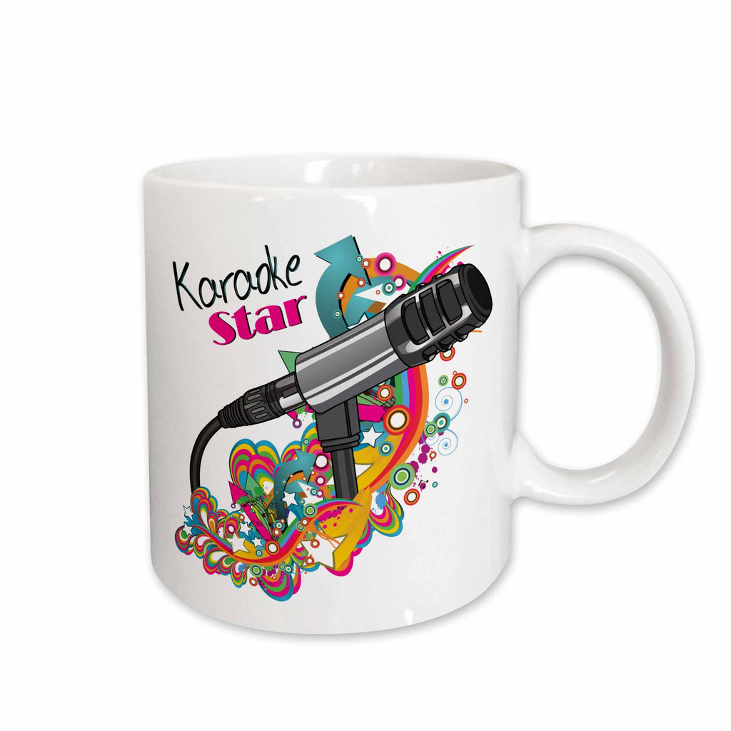 3dRose Karaoke Star Singer Mondern Colorful Pop Art Vector Mic Microphone - Mugs (mug_115368)