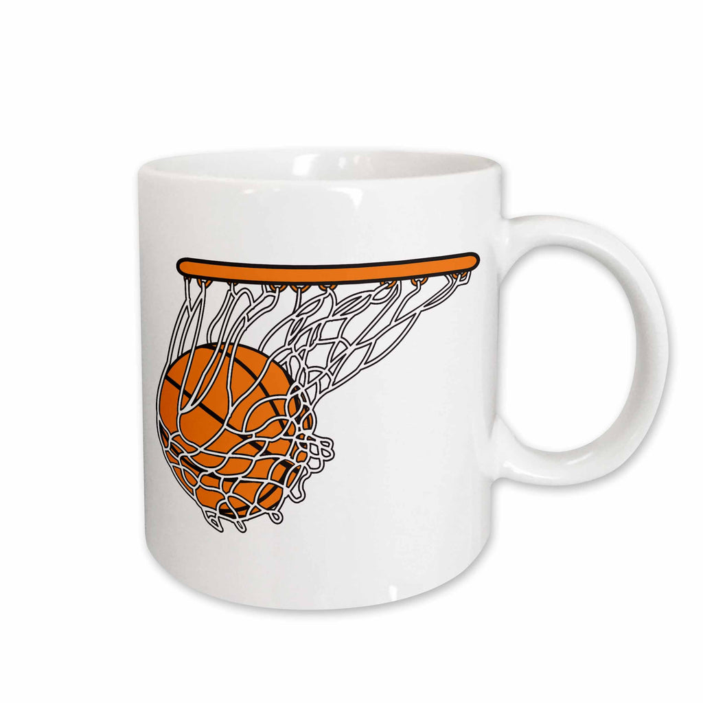 3dRose Basketball Woosh Ball In Net Vector Illustration Sports Design - Mugs (mug_116287)