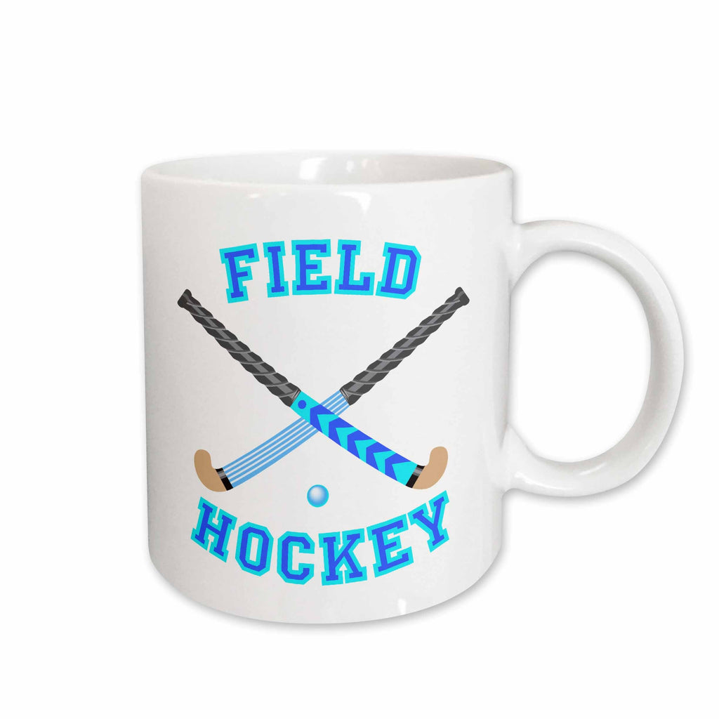 3dRose Blue And Aqua Field Hockey Sports Design - Mugs (mug_116293)