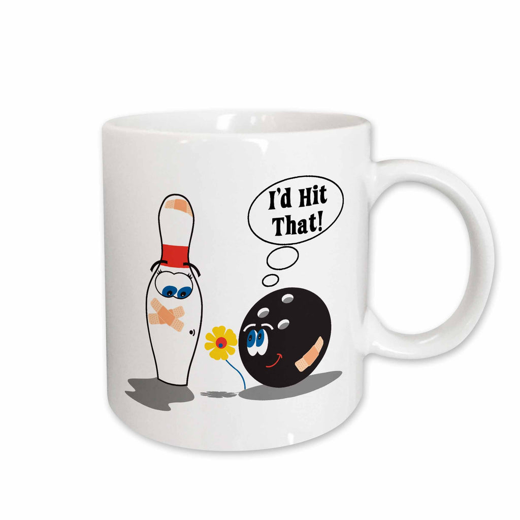 3dRose Id Hit That Bowling Ball Thinks To Pin Bowling Humor Sports Design - Mugs (mug_116323)