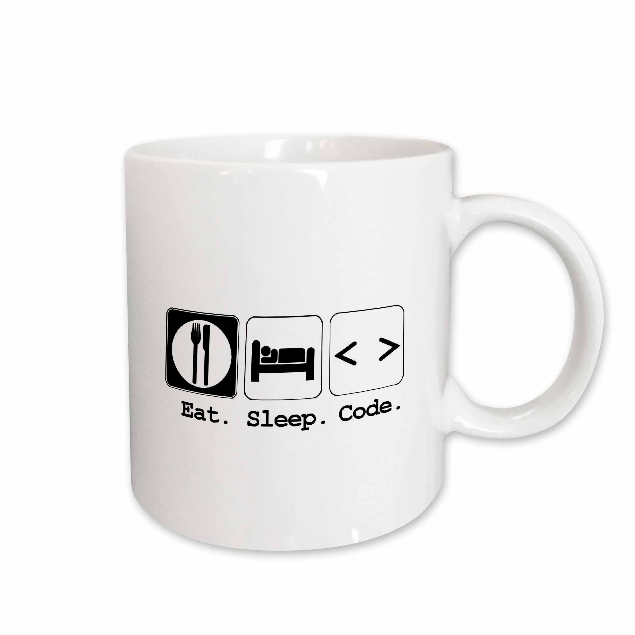 3dRose Funny Hobby Lifestyle Design Eat Sleep Code - Mugs (mug_116935)