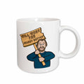 3dRose Funny Humorous Man Guy With A Sign Will Work For Peanut Butter - Mugs (mug_117134)