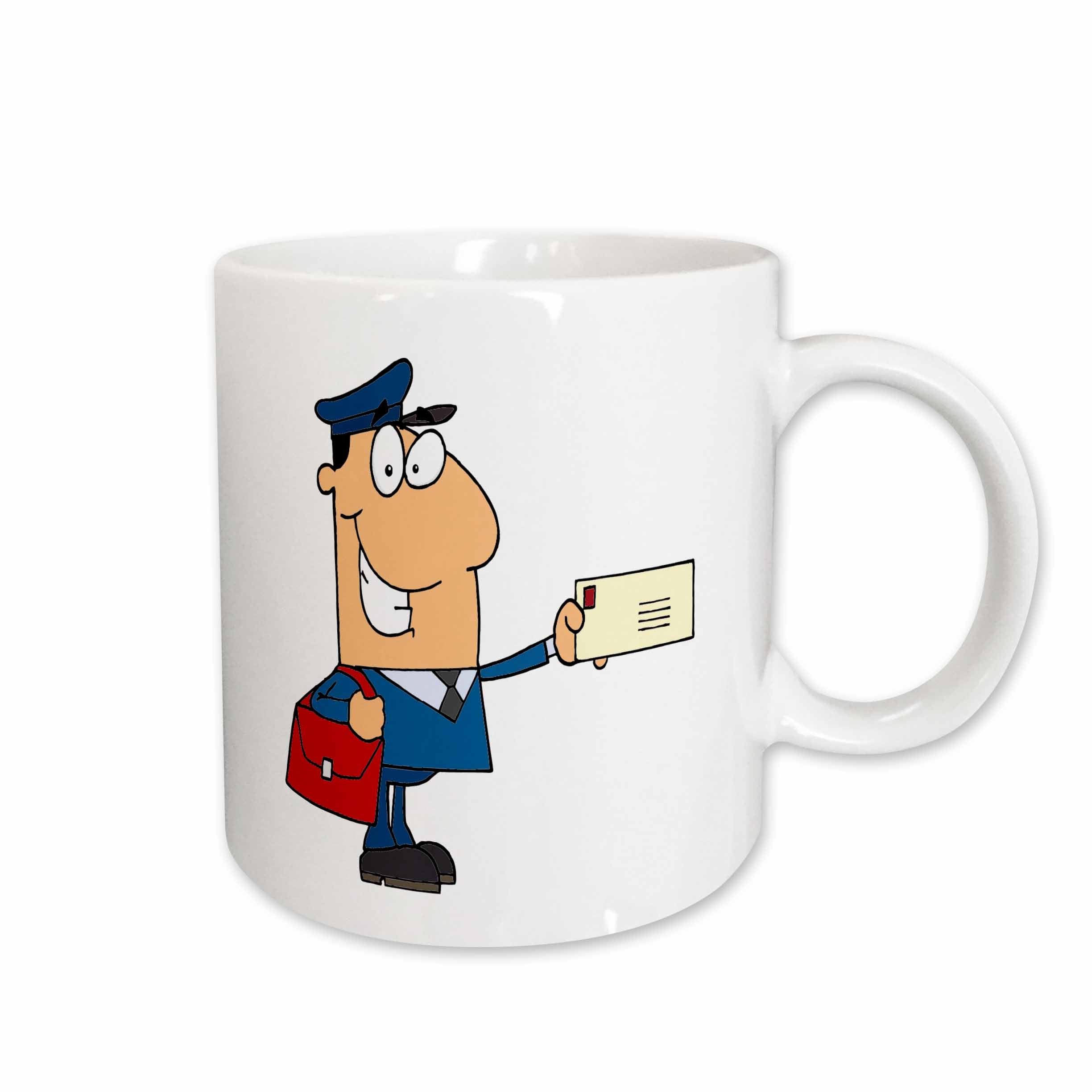 3dRose Happy Mailman Postal Worker Delivering Letter - Mugs (mug_118752)
