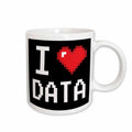 3dRose Geeky Old School Pixelated Pixels 8-Bit I Heart I Love Data - Mugs (mug_118876)