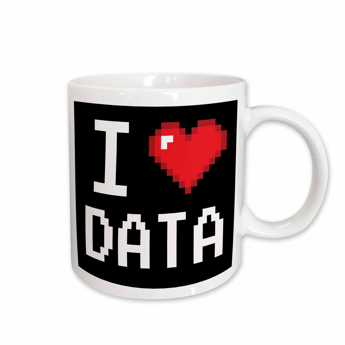 3dRose Geeky Old School Pixelated Pixels 8-Bit I Heart I Love Data - Mugs (mug_118876)