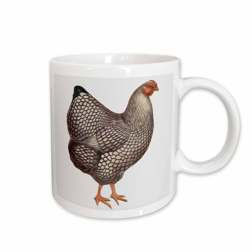 3dRose Vintage Bird Illustration Faux Oil Painting Effect Chicken Hen - Mugs (mug_119032)