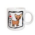 3dRose Janna Salak Designs Dogs - I Love My Chihuahua Tan - Mugs (mug_12071)