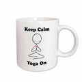3dRose EvaDane - Funny Cartoons - Keep calm yoga on, Asana - Mugs (mug_123070)