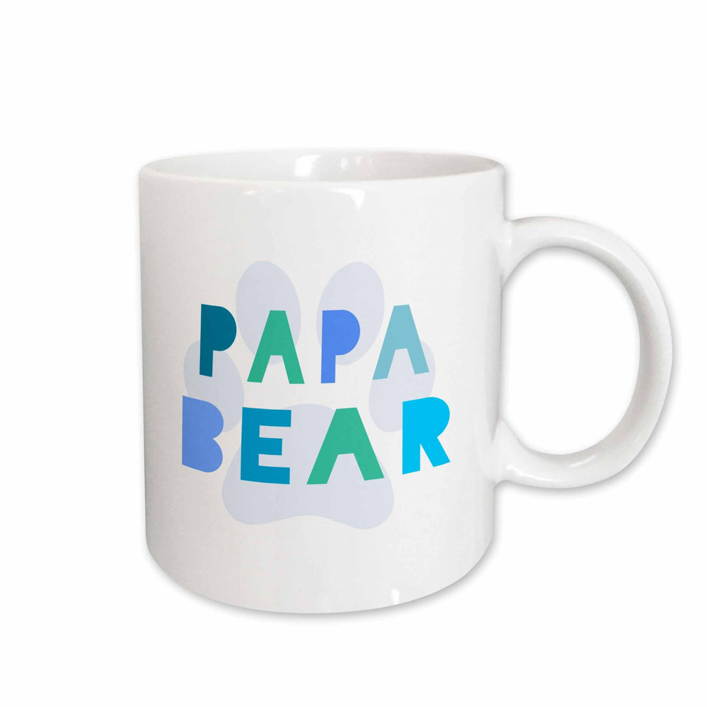 3dRose Papa bear - blue teal turquoise text paw print for dad or new daddy... - Mugs (mug_123169)
