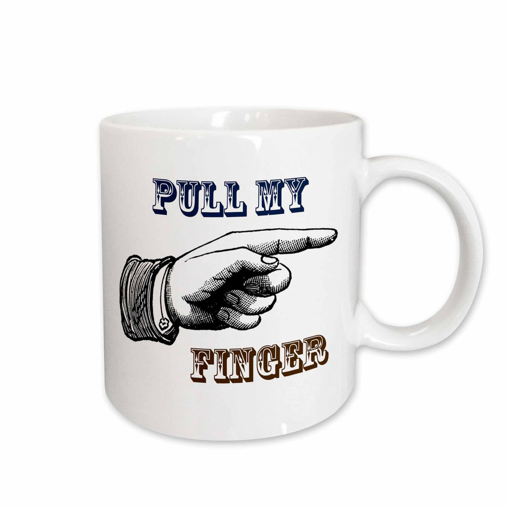 3dRose PS Vintage - Pull my finger funny vintage art funny fart jokes - Mugs (mug_123301)