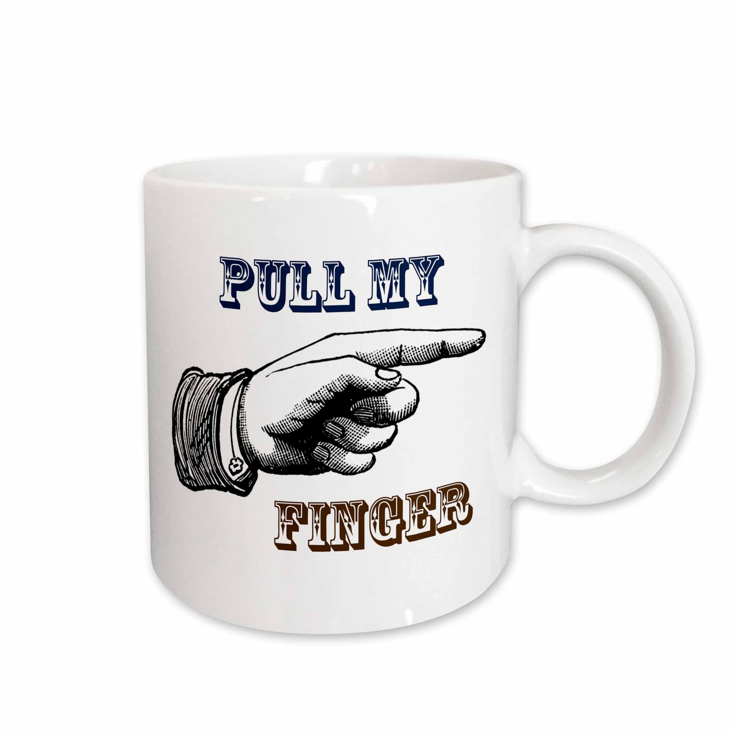 3dRose PS Vintage - Pull my finger funny vintage art funny fart jokes - Mugs (mug_123301)