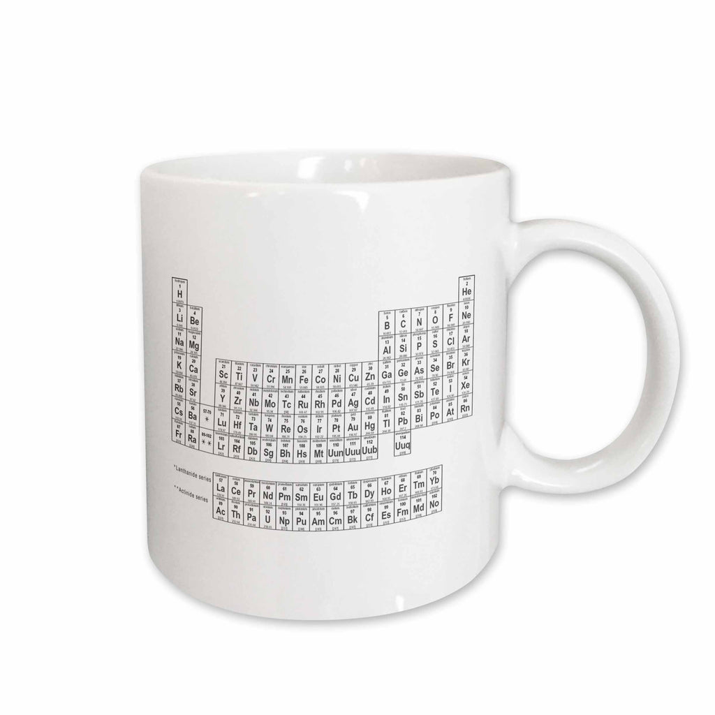 3dRose EvaDane - Chemistry - Periodic Table of Elements, Black and White - Mugs (mug_123989)