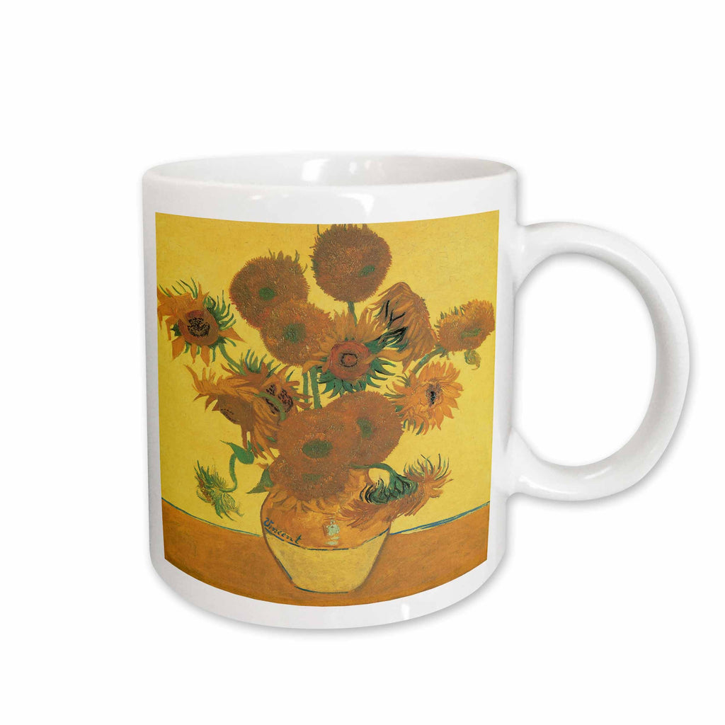3dRose Vase with Fifteen Sunflowers by Vincent Van Gogh Impressionist Still Life - Mugs (Mug_126467)