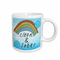 3dRose Clean and sober rainbow and cloud art a great recovery gift for addicted... - Mugs (mug_128815)