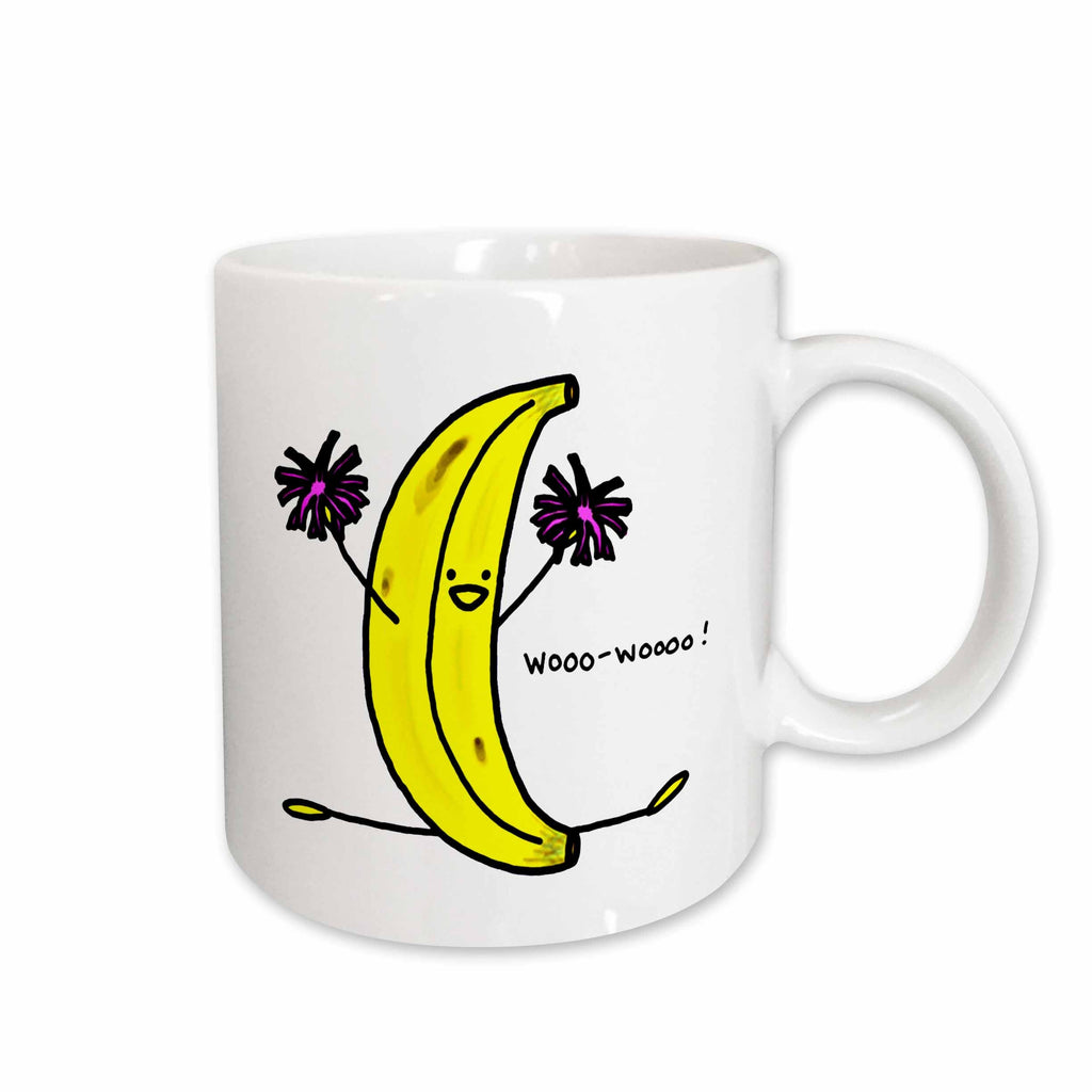 3dRose Sandy Mertens Food Designs - Cartoon of Cheering Banana - Mugs (mug_130772)