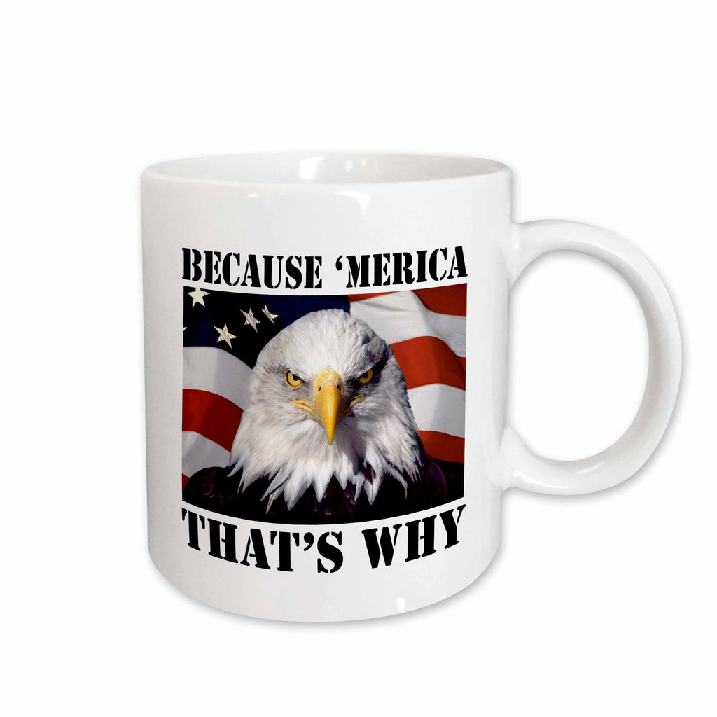 3dRose EvaDane - Funny Political Quotes - Because ‘Merica that’s why - Mugs (mug_149767)