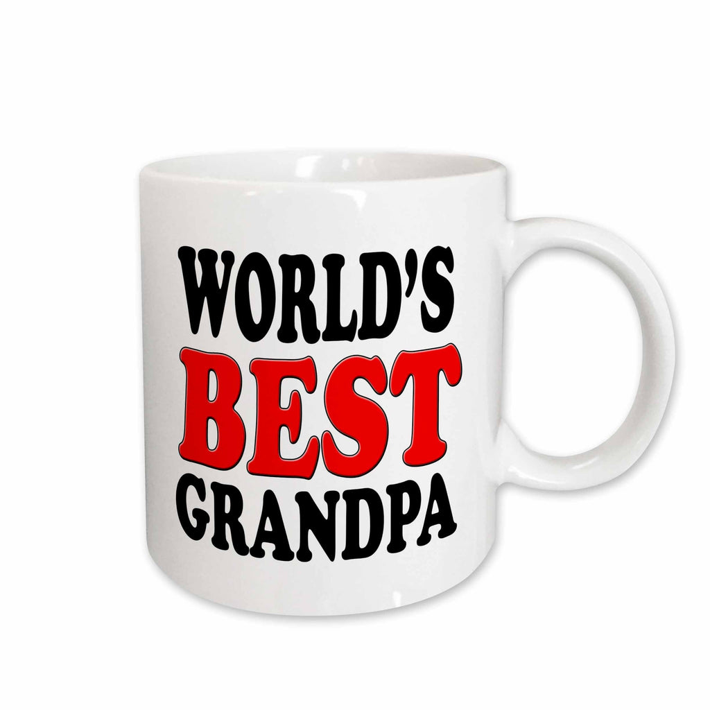 3dRose EvaDane - Quotes - World’s Best Grandpa, Red, Mugs (mug_149780)