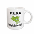 3dRose EvaDane - Funny Quotes - FROG fully rely on god - Mugs (mug_149833)