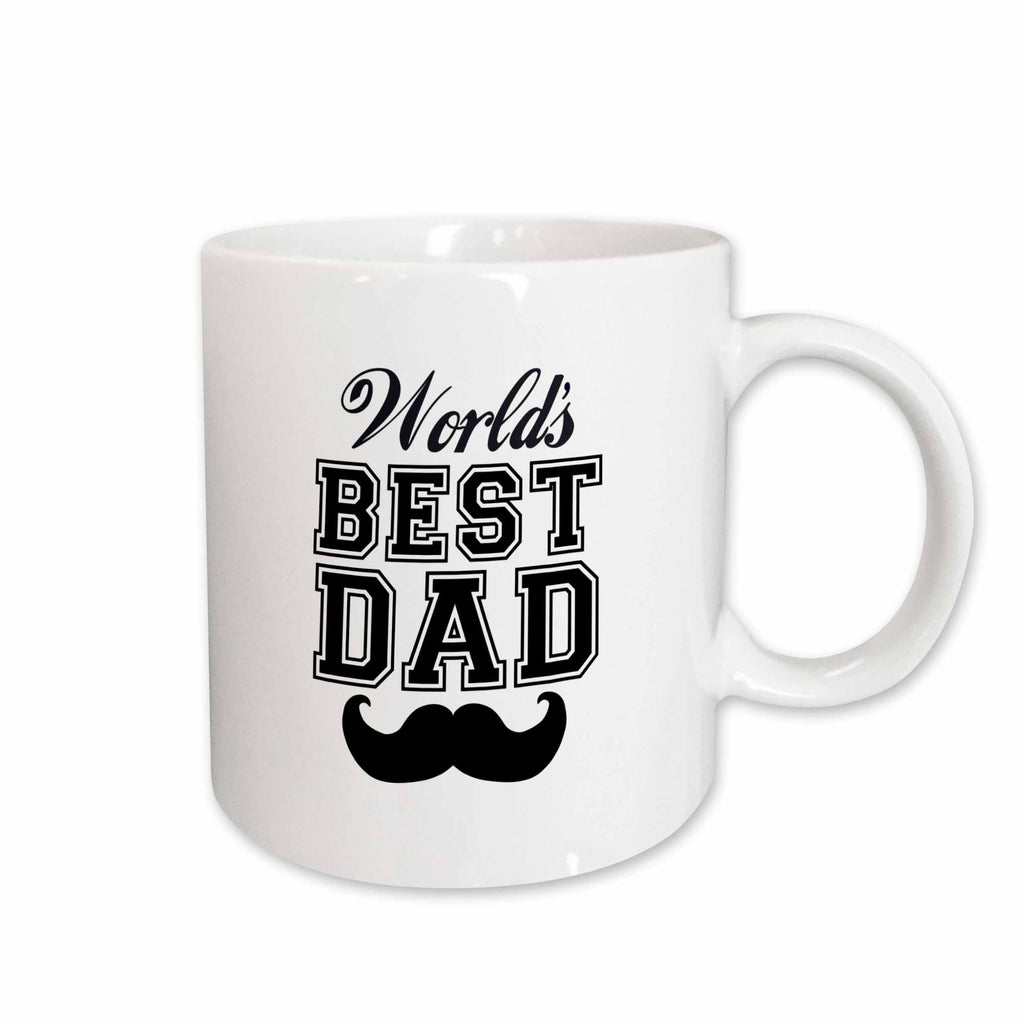 3dRose Worlds best dad with funny black mustache - retro moustache vintage font... - Mugs (mug_151260)