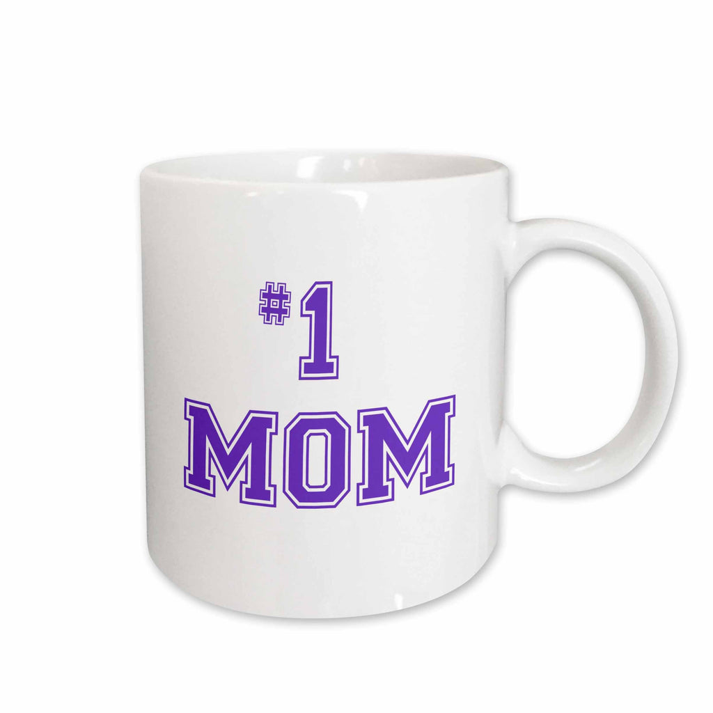 3dRose #1 Mom - Number One Mom in purple text - for worlds greatest and best... - Mugs (mug_151623)