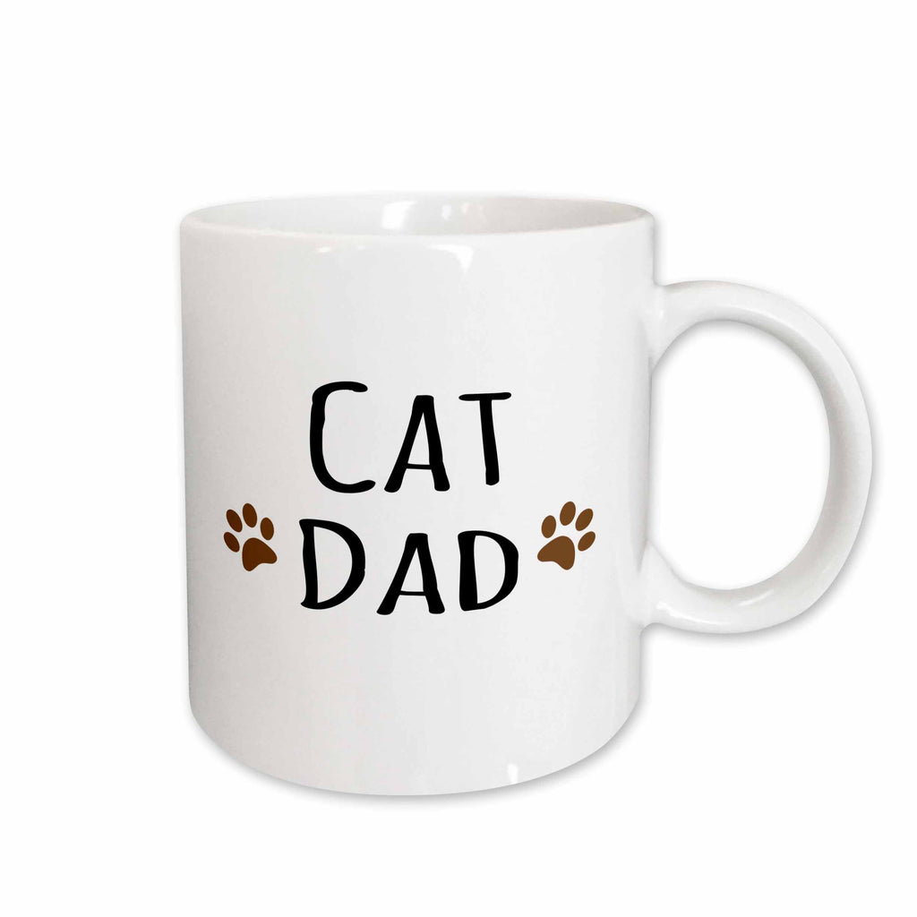 3dRose Cat dad text in black with two paw prints - for male pet owners and... - Mugs (mug_153843)