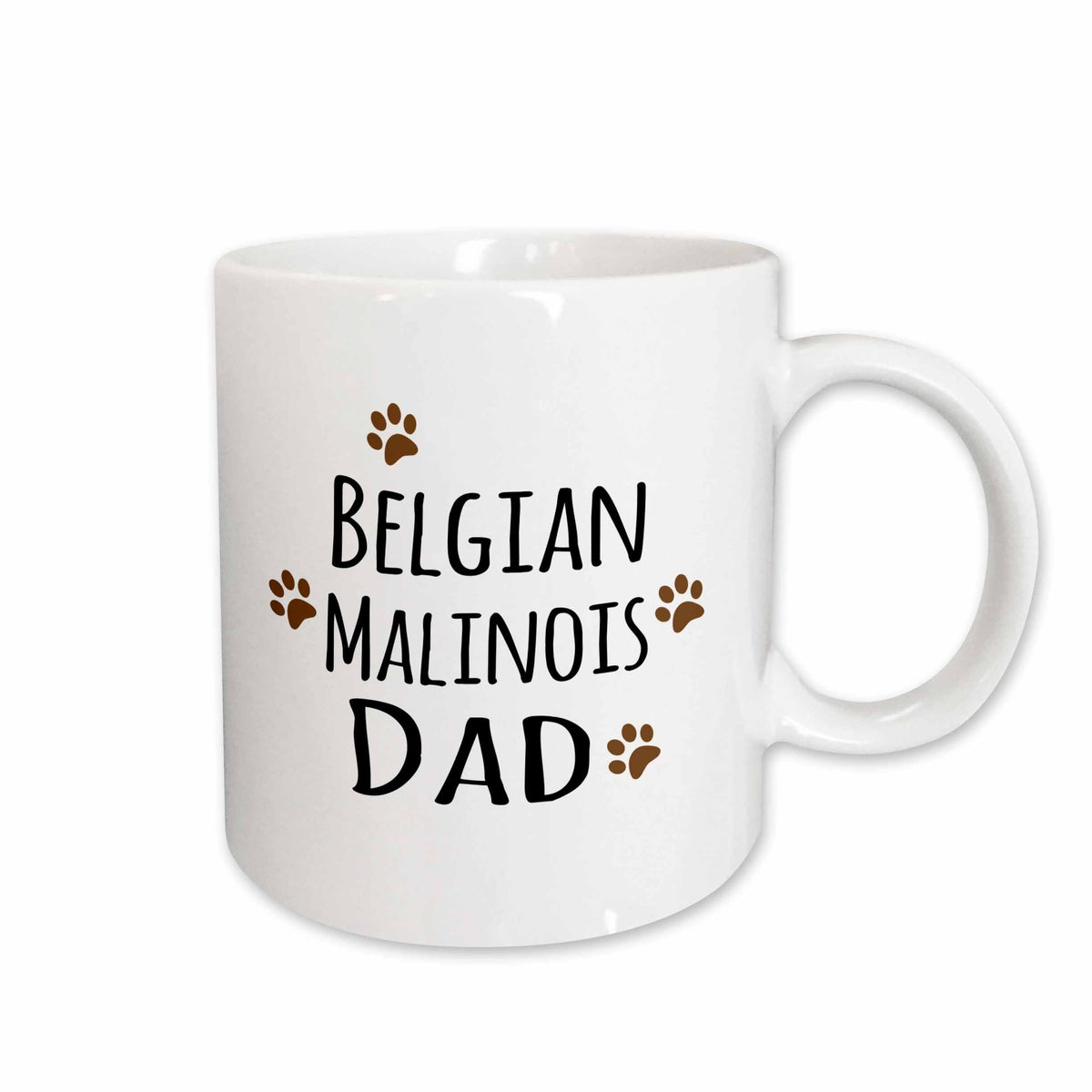 3dRose Belgian Malinois Dog Dad - doggie by breed - brown muddy paw prints -... - Mugs (mug_153944)
