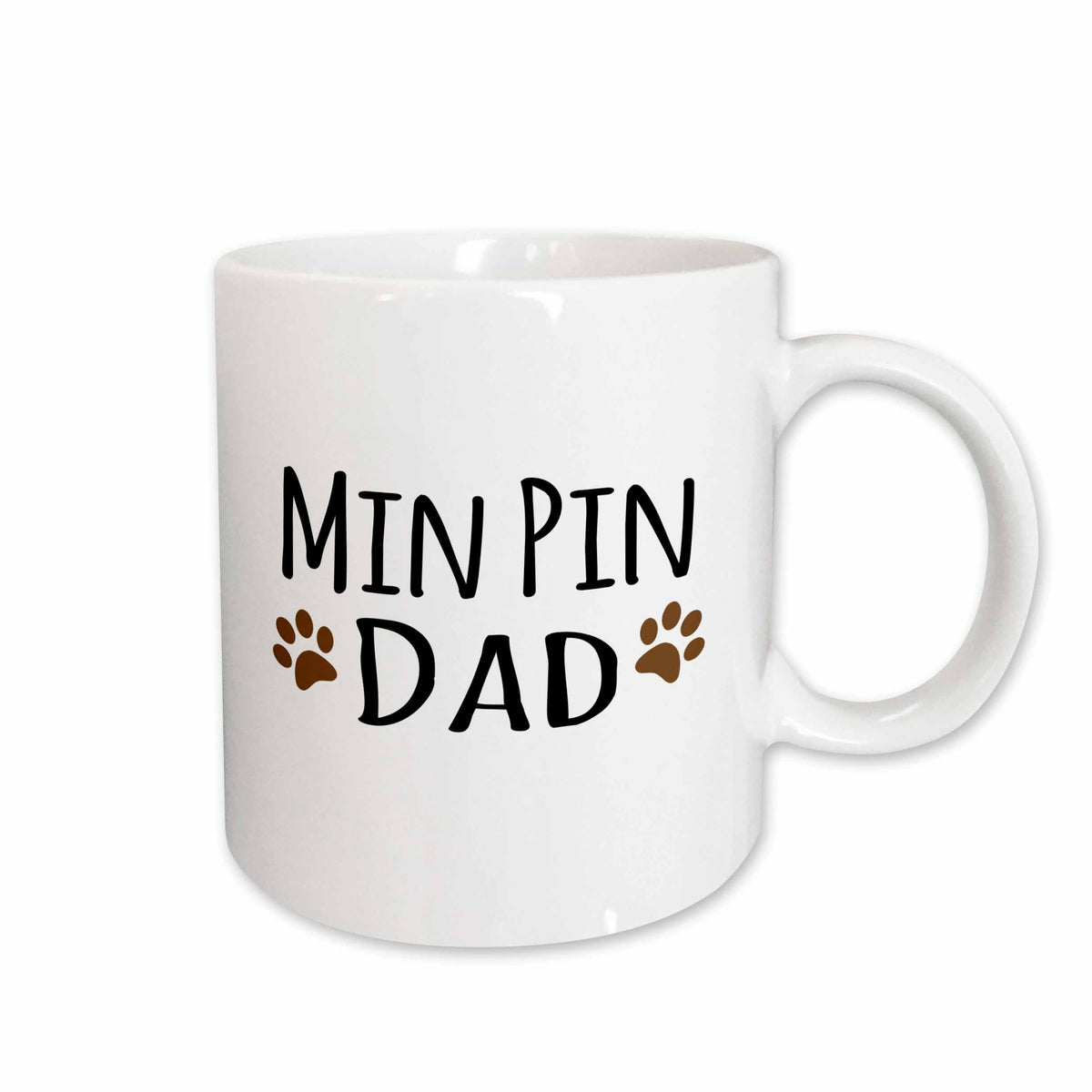 3dRose Min Pin Dog Dad - Miniature Pinscher - Doggie by breed brown muddy paw... - Mugs (mug_153949)