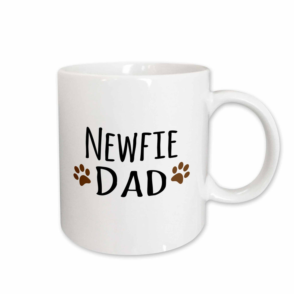 3dRose Newfie Dog Dad - Newfoundland Doggie by breed - muddy brown paw prints -... - Mugs (mug_153950)
