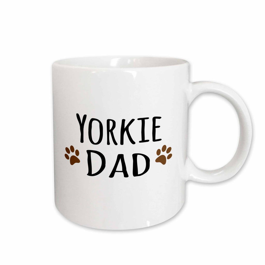 3dRose Yorkie Dog Dad - Yorkshire Terrier - Doggie by breed - doggy lover brown... - Mugs (mug_154008)